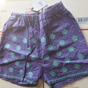 LUPE women's hearts & flowers embroidered pocketed high waisted cotton shorts